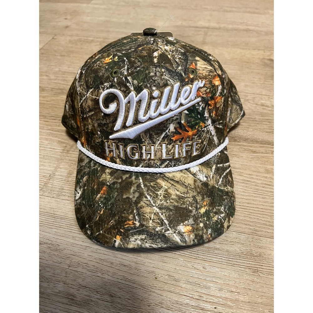 Miller High Life‎ Hat Mens Camo Rope Snapback Cap Beer Logo Camouflage NWT